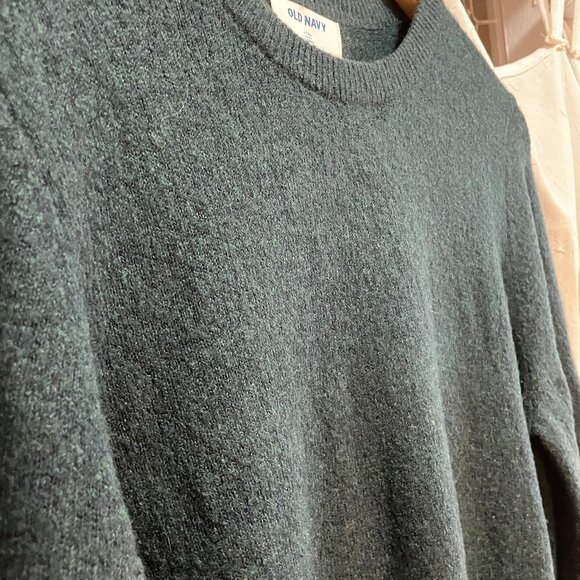 Dark Green/Turquoise Crew Neck Sweater - Picture 2 of 4